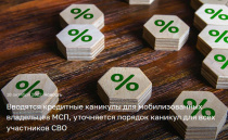 Вводятся кредитные каникулы для мобилизованных владельцев МСП, уточняется порядок каникул для всех участников СВО